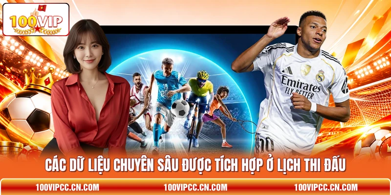 Các dữ liệu chuyên sâu được tích hợp ở lịch thi đấu